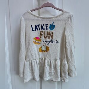 Cat & Jack 3T Girls Latke Fun Together Hanukkah Chanukah Holiday Long Sleeve Top
